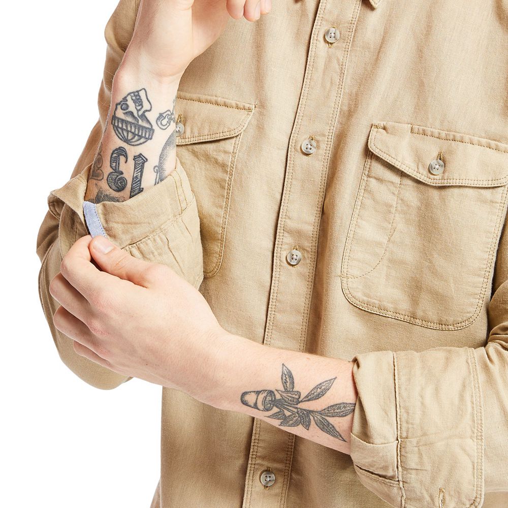 Camisa Masculino - Timberland Slim Fit Mill River Cargo - BCFWZ7548 - Caqui